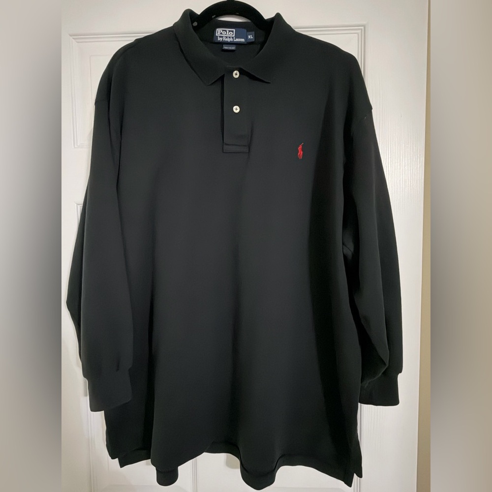 Polo by Ralph Lauren Black Long Sleeve Knit Shirt-Size XL- EUC